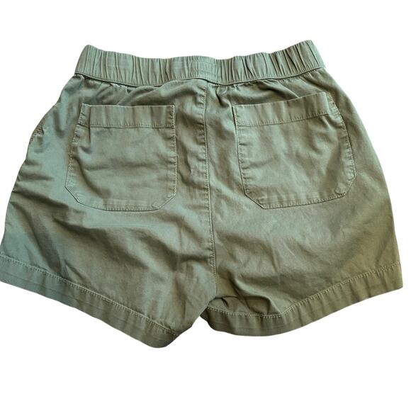 Pact Army Green Daily Twill Drawstring Elastic Waist Shorts Small Organic Cotton - Picture 5 of 8